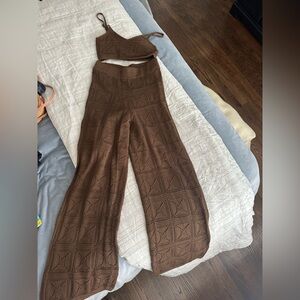 The Drop Brown Knit Pants and Top Set